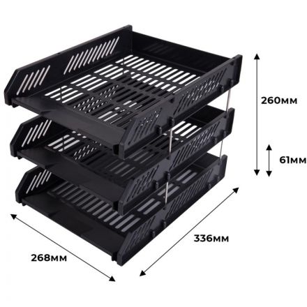 Лоток для бумаг горизонтальный Deli E9209 набор 3шт на металл.стерж черный Лоток для бумаг горизонтальный Deli E9209 набор 3шт на металл.стерж черный