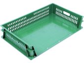 Ящик 740х465х145 дно сплошное, стенки перфорированные, 3-х бортный  зелёный