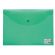 Папка-конверт с кнопкой BRAUBERG, А4, до 100 листов, прозрачная, зеленая, 0,15 мм, 221635