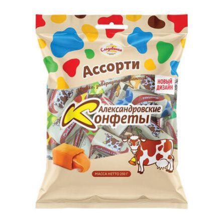 Конфеты сливочные АЛЕКСАНДРОВСКИЕ КОНФЕТЫ "Ассорти", с карамельно-тягучей начинкой, 1000 г