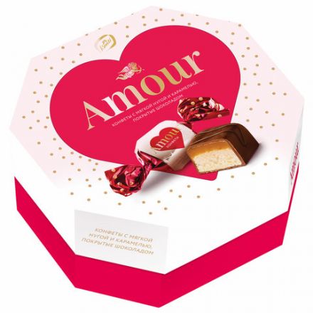 Конфеты глазированные KONTI "Amour" из мягкой нуги и карамели, 150 г, 17322