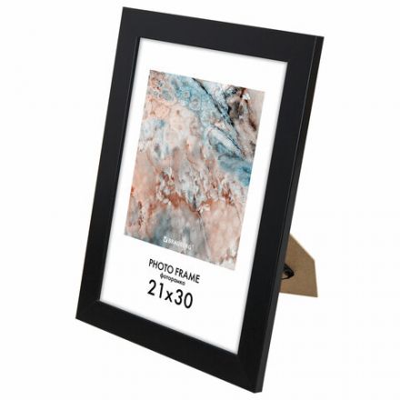 Рамка 21х30 см небьющаяся, КОМПЛЕКТ 3 шт., багет 29 мм, МДФ, BRAUBERG "Basic", черная, 391261
