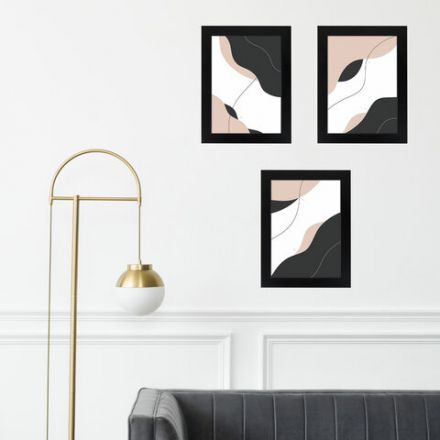 Рамка 21х30 см небьющаяся, КОМПЛЕКТ 3 шт., багет 29 мм, МДФ, BRAUBERG "Basic", черная, 391261