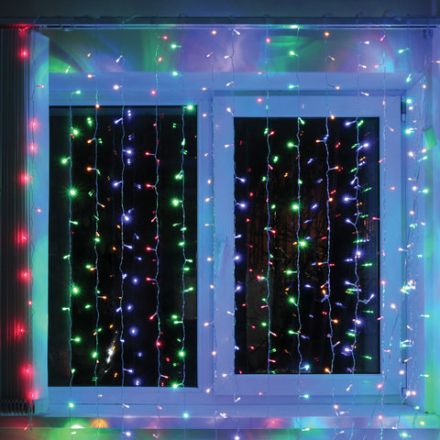 Электрогирлянда-занавес комнатная "Штора" 2х2 м, 304 LED, мультицветная, 220 V, контроллер, ЗОЛОТАЯ СКАЗКА, 591105