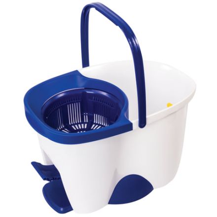 Швабра с отжимом и ведром 18л/8л, центрифуга, отжим педалью, 2 флаундера/насадки круглый и прямоугольный, бело-синий, LAIMA 603625 Швабра с отжимом и ведром 18л/8л, центрифуга, отжим педалью, 2 флаундера/насадки круглый и прямоугольный, бело-синий, LAIMA 603625