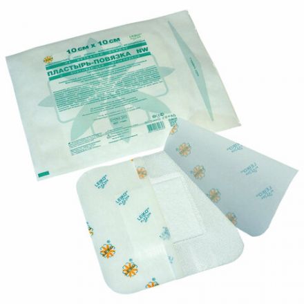 Послеоперационная пластырь-повязка LEIKO 10х10 см, на нетканой основе, водонепроницаемая, со впитывающей прокладкой, 113965
