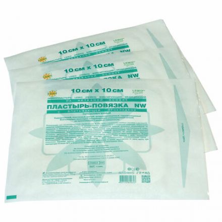 Послеоперационная пластырь-повязка LEIKO 10х10 см, на нетканой основе, водонепроницаемая, со впитывающей прокладкой, 113965