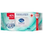 Салфетки влажные 144 шт., AURA Family, антибактериальные, для всей семьи, крышка клапан, 10393 Салфетки влажные 144 шт., AURA Family, антибактериальные, для всей семьи, крышка клапан, 10393