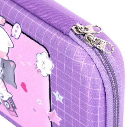 Пенал ЮНЛАНДИЯ большой, 1 отделение, 1 откидная планка, карман, полиэстер/EVA, 22х15х5 см, "Cats selfie", 273193