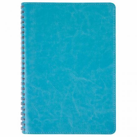 Бизнес-тетрадь на гребне А5 148x218 мм, BRAUBERG "Office PRO", под кожу, клетка, 80 л., бирюзовая, 111043