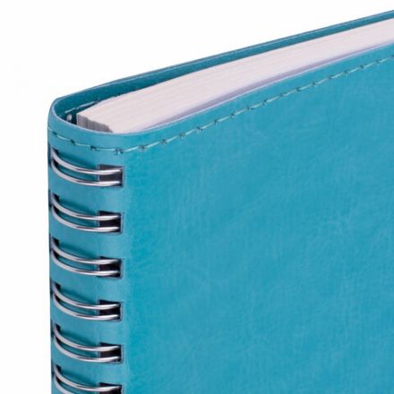 Бизнес-тетрадь на гребне А5 148x218 мм, BRAUBERG "Office PRO", под кожу, клетка, 80 л., бирюзовая, 111043