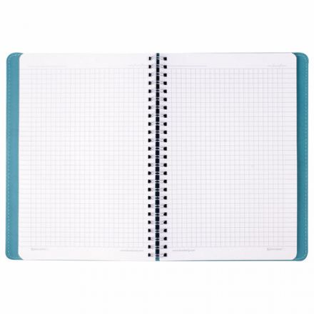 Бизнес-тетрадь на гребне А5 148x218 мм, BRAUBERG "Office PRO", под кожу, клетка, 80 л., бирюзовая, 111043
