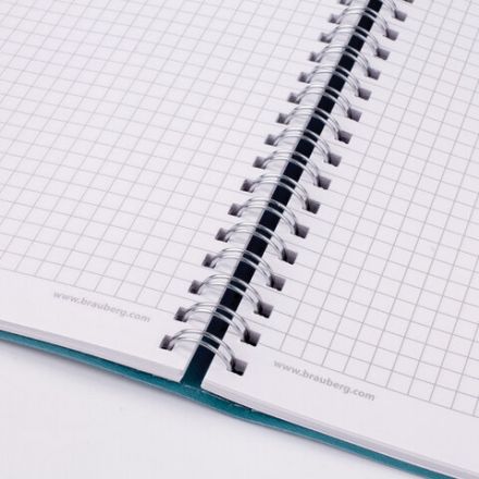 Бизнес-тетрадь на гребне А5 148x218 мм, BRAUBERG "Office PRO", под кожу, клетка, 80 л., бирюзовая, 111043