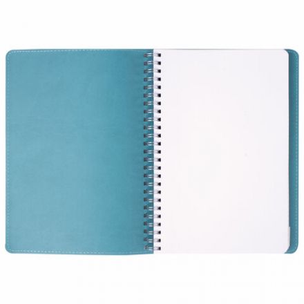 Бизнес-тетрадь на гребне А5 148x218 мм, BRAUBERG "Office PRO", под кожу, клетка, 80 л., бирюзовая, 111043