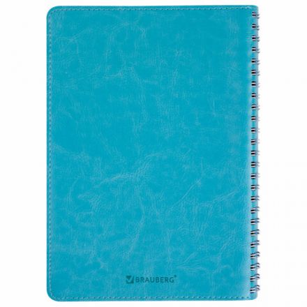 Бизнес-тетрадь на гребне А5 148x218 мм, BRAUBERG "Office PRO", под кожу, клетка, 80 л., бирюзовая, 111043