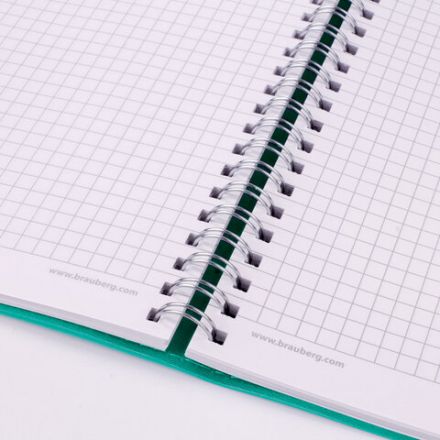 Бизнес-тетрадь на гребне А5 148x218 мм, BRAUBERG "Office PRO", под кожу, клетка, 80 л., бирюзовая, 111043