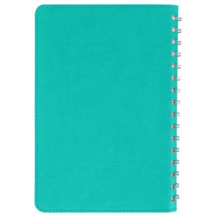 Бизнес-тетрадь на гребне А5 148x218 мм, BRAUBERG "Office PRO", под кожу, клетка, 80 л., бирюзовая, 111043