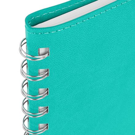 Бизнес-тетрадь на гребне А5 148x218 мм, BRAUBERG "Office PRO", под кожу, клетка, 80 л., бирюзовая, 111043