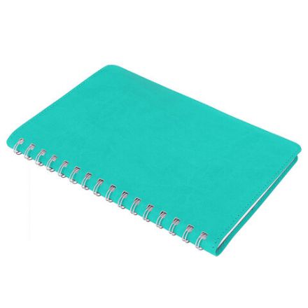 Бизнес-тетрадь на гребне А5 148x218 мм, BRAUBERG "Office PRO", под кожу, клетка, 80 л., бирюзовая, 111043