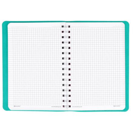 Бизнес-тетрадь на гребне А5 148x218 мм, BRAUBERG "Office PRO", под кожу, клетка, 80 л., бирюзовая, 111043