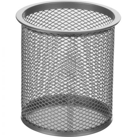 Подставка для письменных принадлежностей диаметр 89 мм высота 100 мм металлическая сетка серебристая