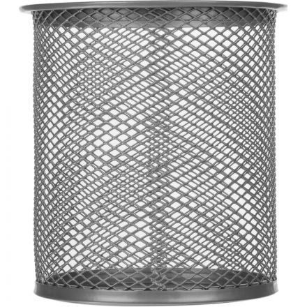 Подставка для письменных принадлежностей диаметр 89 мм высота 100 мм металлическая сетка серебристая