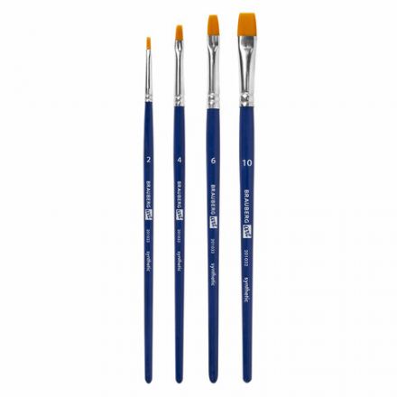 Кисти художественные набор 4 шт., синтетика (плоские № 2, 4, 6, 10), BRAUBERG ART DEBUT, 201032