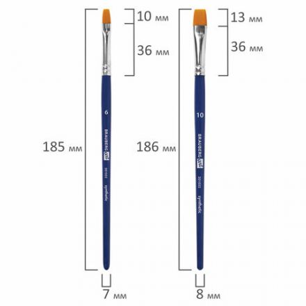 Кисти художественные набор 4 шт., синтетика (плоские № 2, 4, 6, 10), BRAUBERG ART DEBUT, 201032