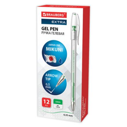 Ручка гелевая BRAUBERG "EXTRA", ЗЕЛЕНАЯ, корпус прозрачный, узел 0,5 мм, линия 0,35 мм, 143904 Ручка гелевая BRAUBERG "EXTRA", ЗЕЛЕНАЯ, корпус прозрачный, узел 0,5 мм, линия 0,35 мм, 143904