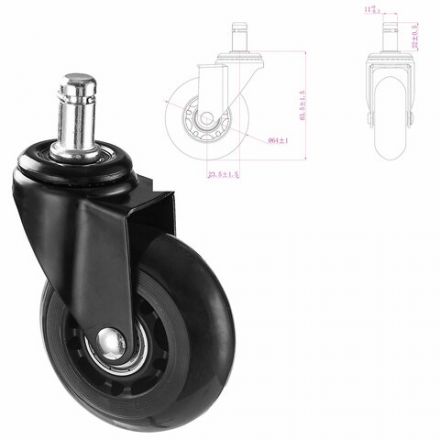 Колеса (ролики) BRABIX для кресла мягкие, резиновые, d 64 мм, КОМПЛЕКТ 5 шт., шток d 11 мм, в коробе, 533087
