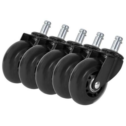 Колеса (ролики) BRABIX для кресла мягкие, резиновые, d 64 мм, КОМПЛЕКТ 5 шт., шток d 11 мм, в коробе, 533087