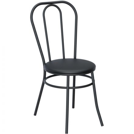 Стул для столовых AM_Венский каркас  9005 черный сиденье к/з черный