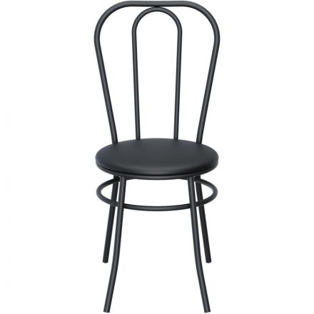 Стул для столовых AM_Венский каркас  9005 черный сиденье к/з черный