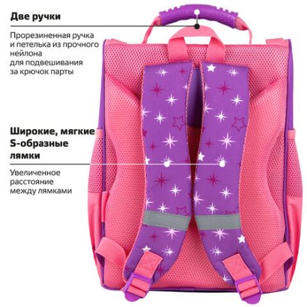 Ранец ПИФАГОР BASIC, 1 отделение, 3 кармана, эргономичная спинка, "Happy unicorn", 35х28х18 см, 271372