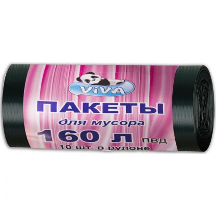 Мешки для мусора на 160 литров Viva черные (45 мкм, в рулоне 10 штук, 80х120 см) Мешки для мусора на 160 литров Viva черные (45 мкм, в рулоне 10 штук, 80х120 см)