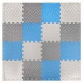 Коврик-пазл напольный 1,2х1,2 м, 16 шт., 30х30 см, толщина 1 см, серый, голубой, светло-серый, ЮНЛАНДИЯ, 664813 Коврик-пазл напольный 1,2х1,2 м, 16 шт., 30х30 см, толщина 1 см, серый, голубой, светло-серый, ЮНЛАНДИЯ, 664813