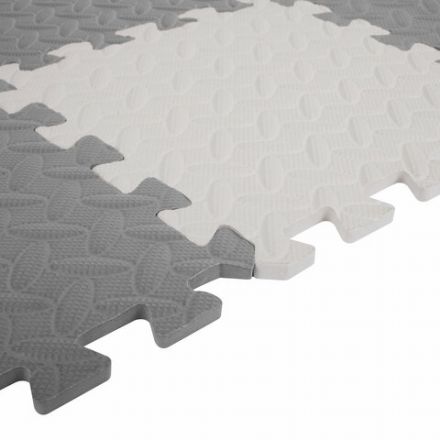 Коврик-пазл напольный 1,2х1,2 м, 16 шт., 30х30 см, толщина 1 см, серый, голубой, светло-серый, ЮНЛАНДИЯ, 664813