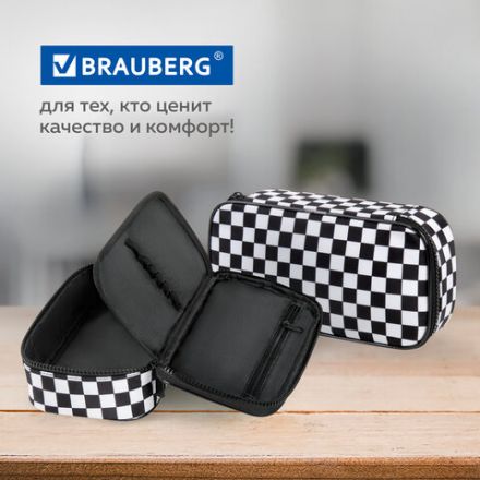 Пенал-органайзер BRAUBERG, 1 отделение, полиэстер, 22x11,5x6 см, "Black and White", 271572