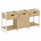 Loft Тумба на регулируемых опорах наборная. Вариант №6 VR.L-TN-6.O Тиквуд светлый/Белый металл 1440*460*719