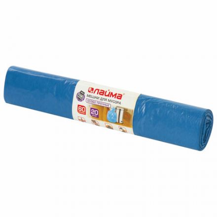Мешки для мусора 60 л синие в рулоне 20 шт. особо прочные, ПВД 30 мкм, 60х70 см, LAIMA, 601382 Мешки для мусора 60 л синие в рулоне 20 шт. особо прочные, ПВД 30 мкм, 60х70 см, LAIMA, 601382