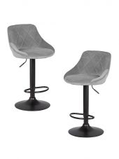 Набор 2 шт Стул барный DOBRIN LOGAN BLACK, серый велюр (MJ9-75)
