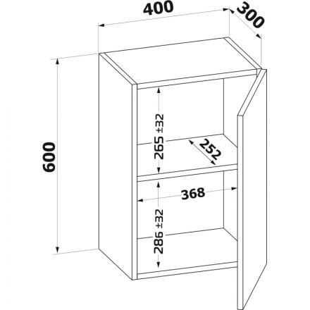 Шкаф Сокол настенный ПН-04 400x300x600 Дуб Сонома