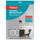 Шторка для ванной ПОЛИЭСТЕР, 180х200 см, кольца в комплекте, СЕРЫЙ БРИЛЛИАНТ, PRIMILA (ПРИМИЛА), 700094