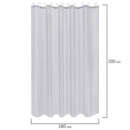 Шторка для ванной ПОЛИЭСТЕР, 180х200 см, кольца в комплекте, СЕРЫЙ БРИЛЛИАНТ, PRIMILA (ПРИМИЛА), 700094