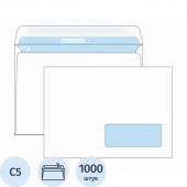 Конверт BusinessPost C5 90 г/кв.м белый стрип с внутренней запечаткой с правым окном (1000 штук в упаковке)