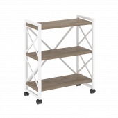 Loft Стеллаж на колесных опорах-3 полки VR.L-MST.K-3.8 Тиквуд тёмный/Белый металл 800*400*968