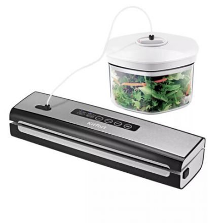 Вакууматор/вакуумный упаковщик KITFORT КТ-1510, 130 Вт, 2 режима, ширина пакета до 29 см, серебристый