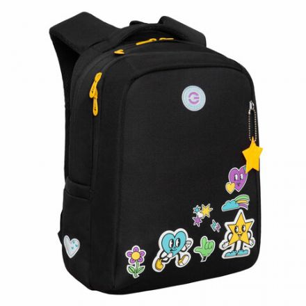 Рюкзак GRIZZLY школьный, анатомическая спинка, 2 отделения, для девочек, EMOJI, 39х26х17 см, RG-466-2/1 Рюкзак GRIZZLY школьный, анатомическая спинка, 2 отделения, для девочек, EMOJI, 39х26х17 см, RG-466-2/1