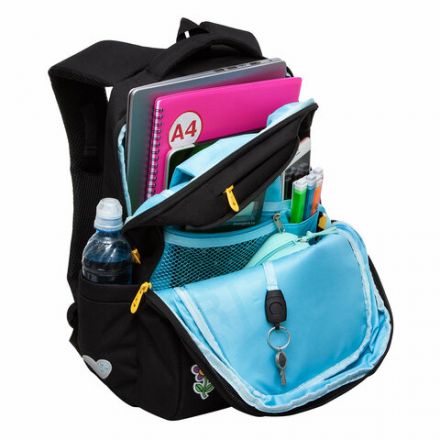 Рюкзак GRIZZLY школьный, анатомическая спинка, 2 отделения, для девочек, EMOJI, 39х26х17 см, RG-466-2/1 Рюкзак GRIZZLY школьный, анатомическая спинка, 2 отделения, для девочек, EMOJI, 39х26х17 см, RG-466-2/1