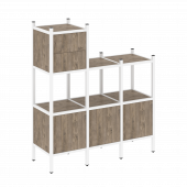 Loft Прямой стеллаж наборный VR.L-13 Тиквуд тёмный/Белый металл 1278*446*1458 Loft Прямой стеллаж наборный VR.L-13 Тиквуд тёмный/Белый металл 1278*446*1458